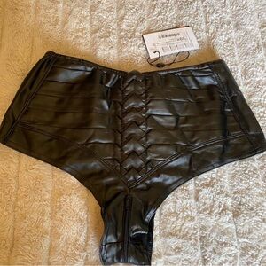 Black Faux Leather High-Waisted Shorts